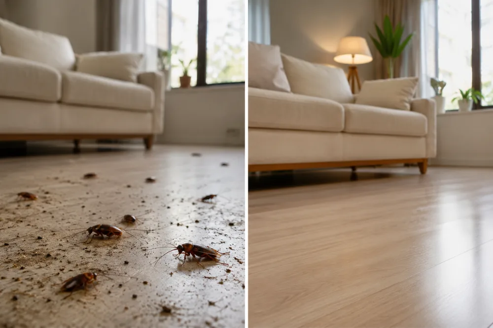 Cockroach Control before and after